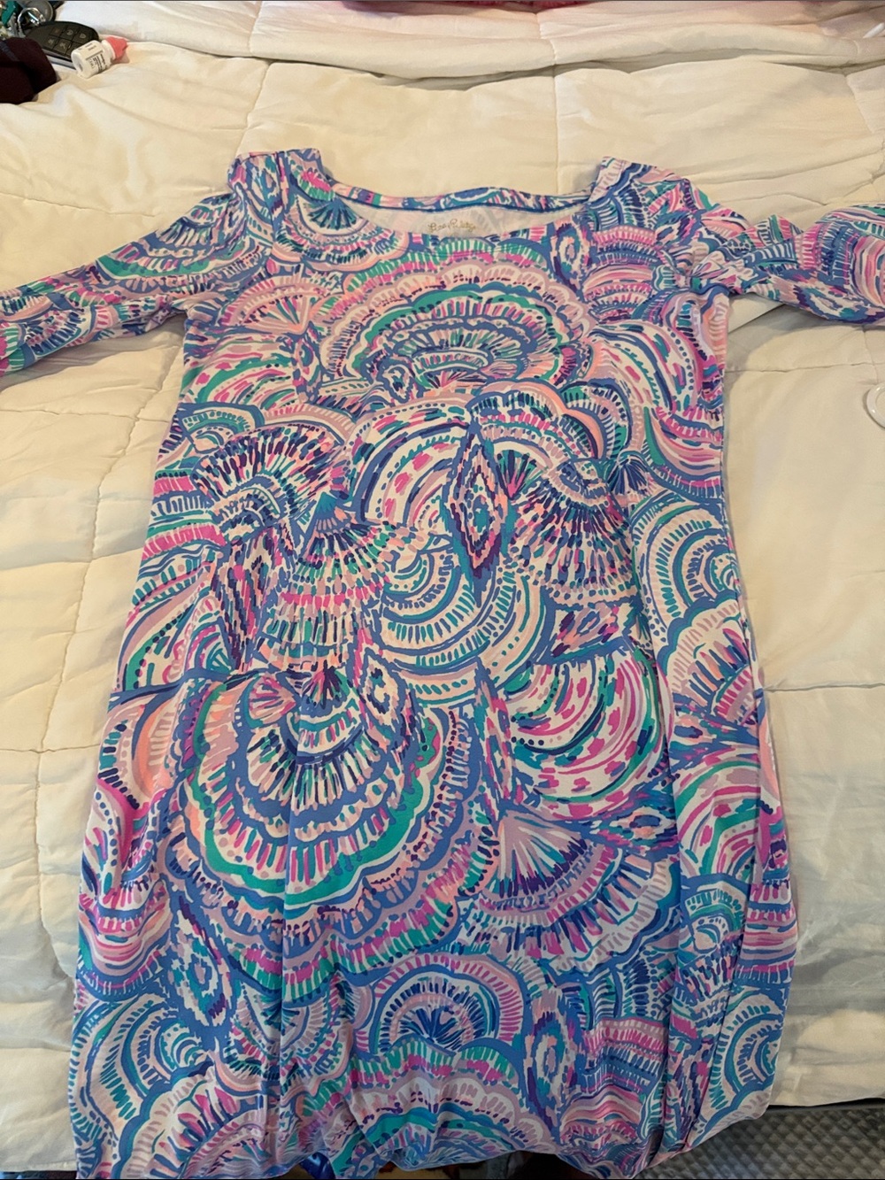 Lilly Pulitzer Multicolor Blue Pink Green Swirl Print Dress